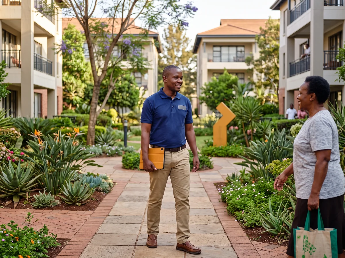 Property manager greeting a tenant on-site